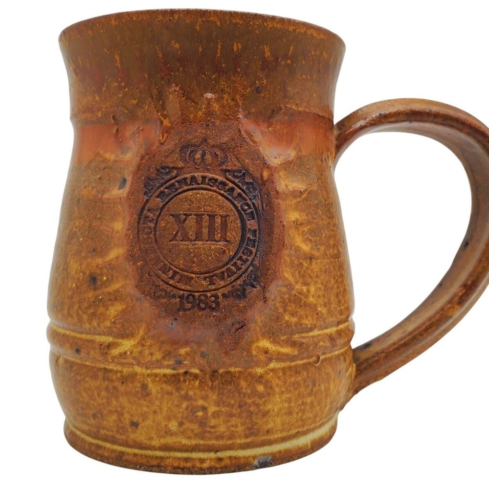 1983 Minnesota Renaissance Mug Pottery Stein‎ Tankard Handmade Rustic Stoneware
